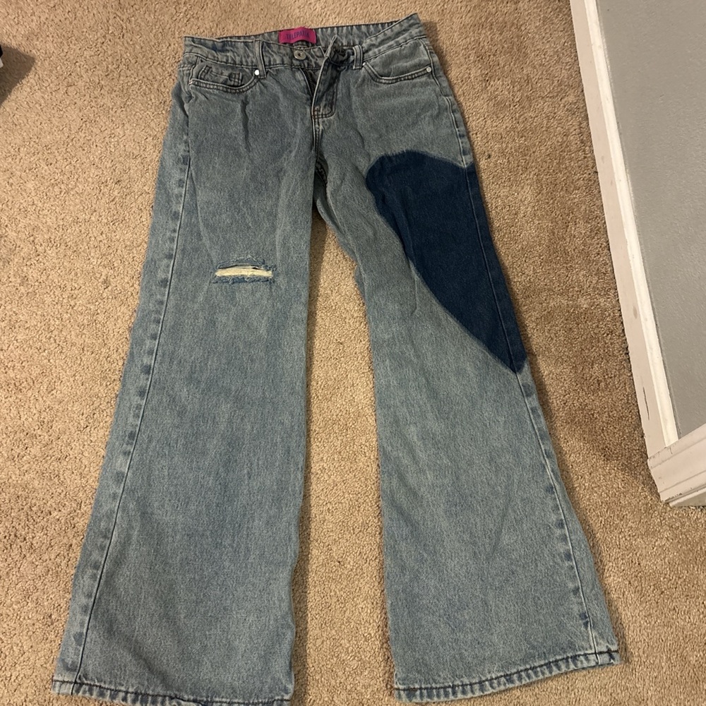 Jeans with dark blue heart